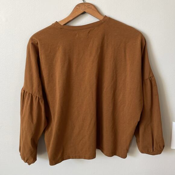 MADEWELL Brown Drop-Shoulder Bubble-Sleeve Tee Top Size Small - Picture 5 of 5